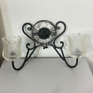 Wrought Iron Candle Holder Wall Sconce Clear Glass Tulip Votive‎ Holders